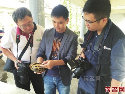 网友了解沙琅镇尚唐村龟鳖养殖技术。本报记者于双利摄<br>