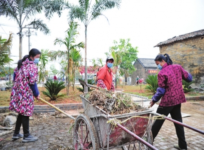 兴业县葵阳镇葵联村榜山自然村村民积极参与美化家园行动。