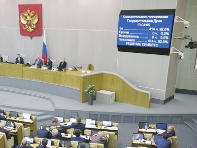 11月15日，莫斯科，俄罗斯国家杜马（议会下院）表决通过“外国代理人”法案。<br>