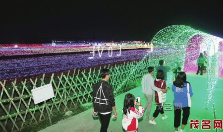缤纷多彩的LED灯光景观吸引了不少市民观赏。茂名晚报记者岑稳摄<br>